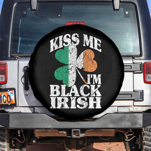 Funny Kiss Me I'm Black Irish Spare Tire Cover St Patrick's Day Vintage Shamrock TS11 No hole Black Print Your Wear