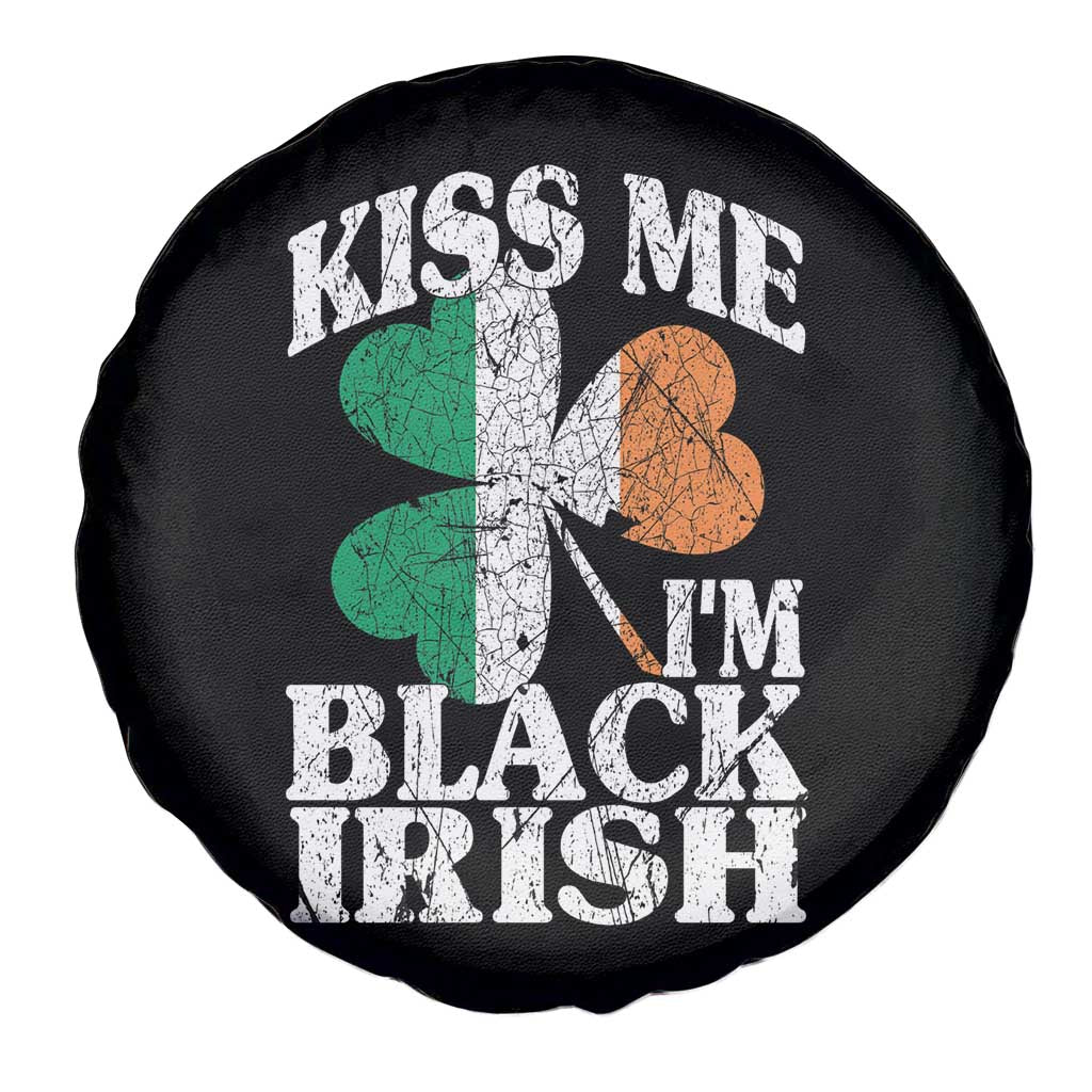 Funny Kiss Me I'm Black Irish Spare Tire Cover St Patrick's Day Vintage Shamrock TS11 Print Your Wear