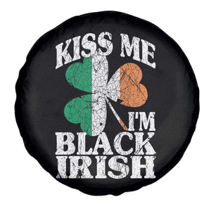 Funny Kiss Me I'm Black Irish Spare Tire Cover St Patrick's Day Vintage Shamrock TS11 Print Your Wear