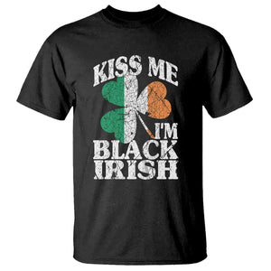 Funny Kiss Me I'm Black Irish T Shirt St Patrick's Day Vintage Shamrock TS11 Black Print Your Wear