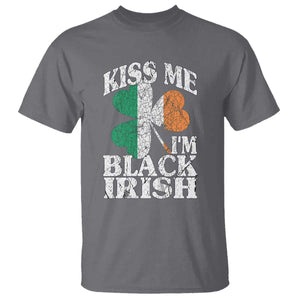 Funny Kiss Me I'm Black Irish T Shirt St Patrick's Day Vintage Shamrock TS11 Charcoal Print Your Wear