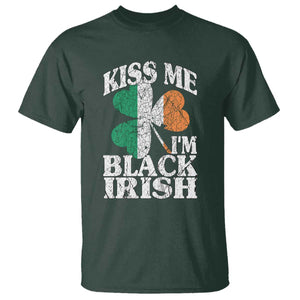 Funny Kiss Me I'm Black Irish T Shirt St Patrick's Day Vintage Shamrock TS11 Dark Forest Green Print Your Wear