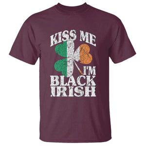 Funny Kiss Me I'm Black Irish T Shirt St Patrick's Day Vintage Shamrock TS11 Maroon Print Your Wear