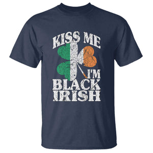 Funny Kiss Me I'm Black Irish T Shirt St Patrick's Day Vintage Shamrock TS11 Navy Print Your Wear