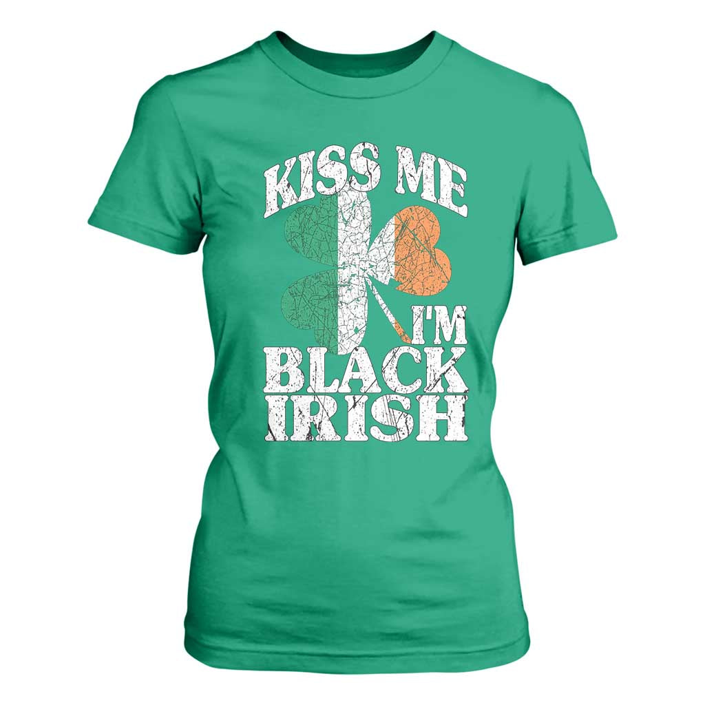 Funny Kiss Me I'm Black Irish T Shirt For Women St Patrick's Day Vintage Shamrock TS11 Irish Green Print Your Wear
