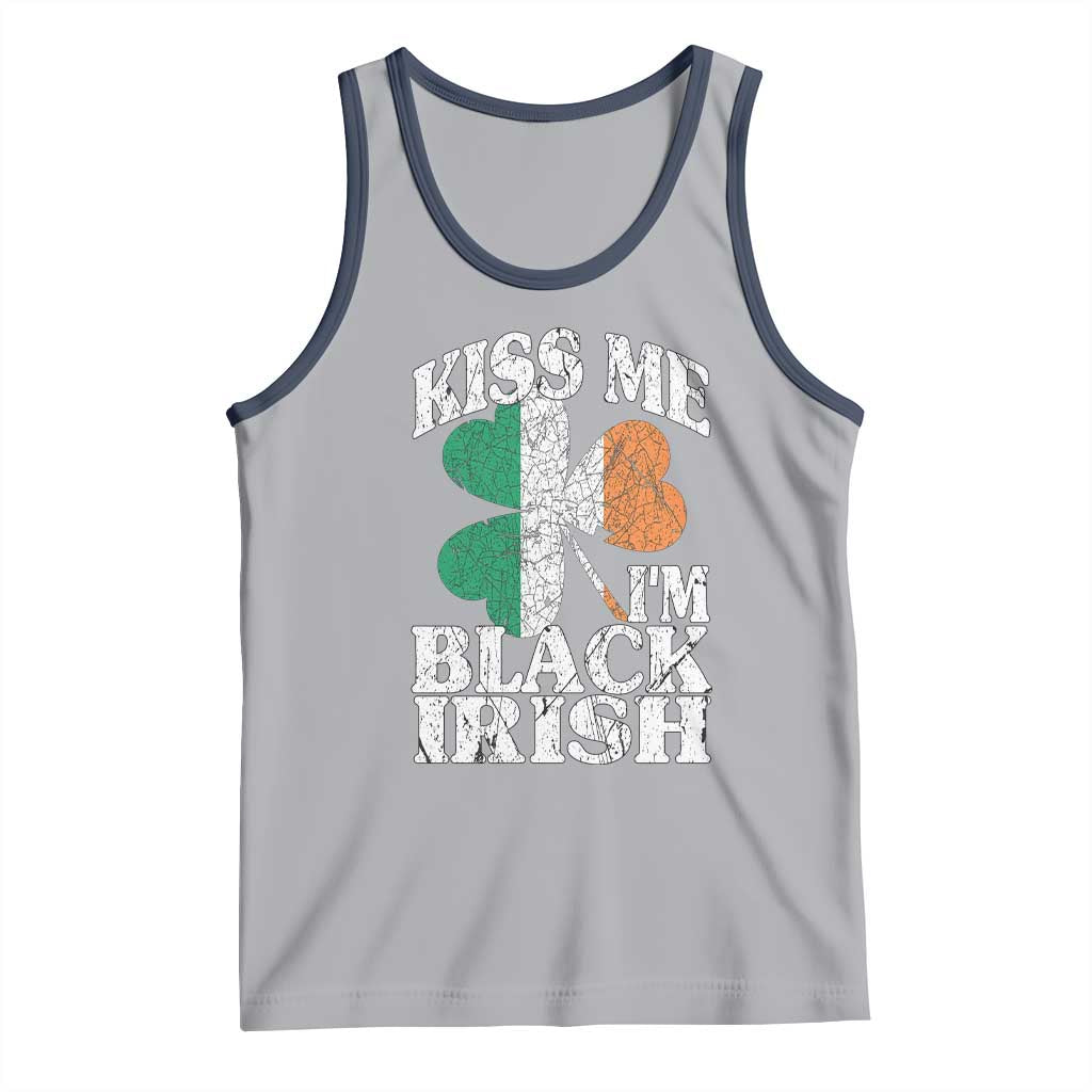 Funny Kiss Me I'm Black Irish Tank Top St Patrick's Day Vintage Shamrock TS11 Athletic Heather Navy Print Your Wear