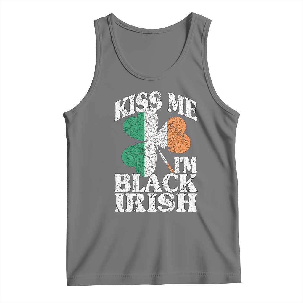 Funny Kiss Me I'm Black Irish Tank Top St Patrick's Day Vintage Shamrock TS11 Black Heather Print Your Wear