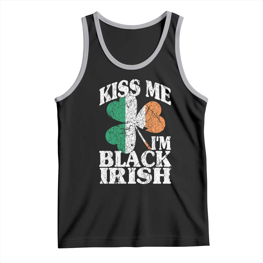 Funny Kiss Me I'm Black Irish Tank Top St Patrick's Day Vintage Shamrock TS11 Black Athletic Heather Print Your Wear