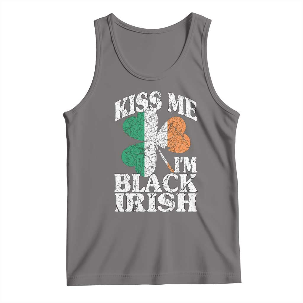 Funny Kiss Me I'm Black Irish Tank Top St Patrick's Day Vintage Shamrock TS11 Deep Heather Print Your Wear
