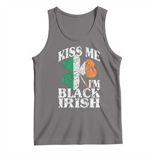 Funny Kiss Me I'm Black Irish Tank Top St Patrick's Day Vintage Shamrock TS11 Deep Heather Print Your Wear