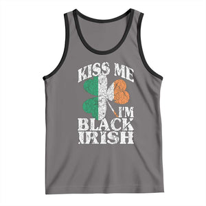 Funny Kiss Me I'm Black Irish Tank Top St Patrick's Day Vintage Shamrock TS11 Deep Heather Black Print Your Wear