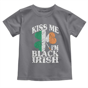 Funny Kiss Me I'm Black Irish Toddler T Shirt St Patrick's Day Vintage Shamrock TS11 Charcoal Print Your Wear