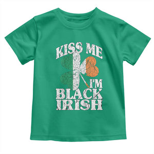 Funny Kiss Me I'm Black Irish Toddler T Shirt St Patrick's Day Vintage Shamrock TS11 Irish Green Print Your Wear