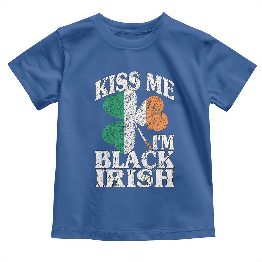 Funny Kiss Me I'm Black Irish Toddler T Shirt St Patrick's Day Vintage Shamrock TS11 Royal Blue Print Your Wear