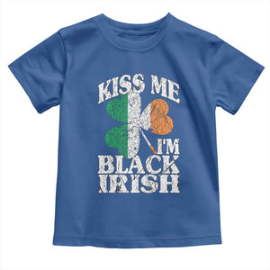 Funny Kiss Me I'm Black Irish Toddler T Shirt St Patrick's Day Vintage Shamrock TS11 Royal Blue Print Your Wear