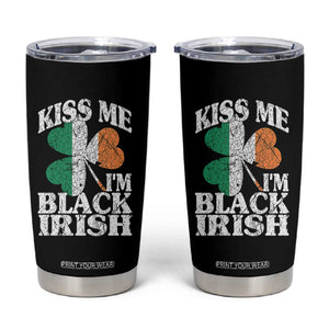 Funny Kiss Me I'm Black Irish Tumbler Cup St Patrick's Day Vintage Shamrock TS11 Black Print Your Wear