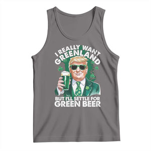 Funny Trump St Patrick's Day Tank Top I Really Want Greenland But I'll Settle For Green Beer TS11 Deep Heather Print Your Wear