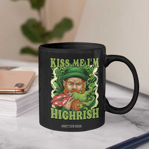 Funny St Patrick's Day Cannabis Weed Coffee Mug Kiss Me I'm Highrish Leprechaun TS11 Print Your Wear