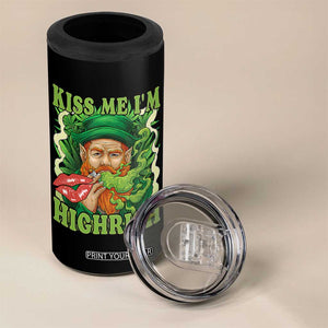 Funny St Patrick's Day Cannabis Weed 4 in 1 Can Cooler Tumbler Kiss Me I'm Highrish Leprechaun TS11 Print Your Wear