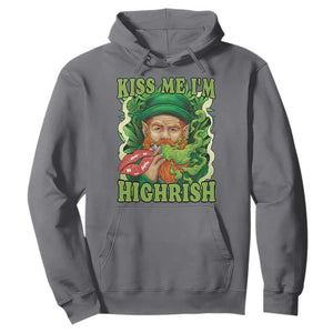 Funny St Patrick's Day Cannabis Weed Hoodie Kiss Me I'm Highrish Leprechaun TS11 Charcoal Print Your Wear
