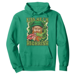 Funny St Patrick's Day Cannabis Weed Hoodie Kiss Me I'm Highrish Leprechaun TS11 Irish Green Print Your Wear