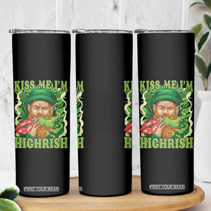 Funny St Patrick's Day Cannabis Weed Skinny Tumbler Kiss Me I'm Highrish Leprechaun TS11 Print Your Wear