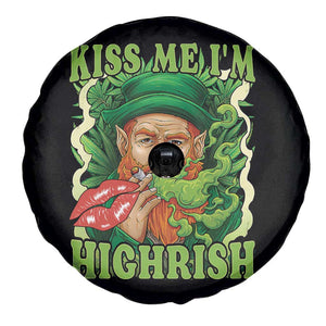 Funny St Patrick's Day Cannabis Weed Spare Tire Cover Kiss Me I'm Highrish Leprechaun TS11 Print Your Wear
