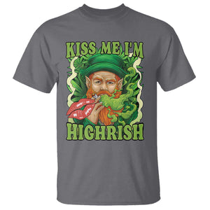 Funny St Patrick's Day Cannabis Weed T Shirt Kiss Me I'm Highrish Leprechaun TS11 Charcoal Print Your Wear