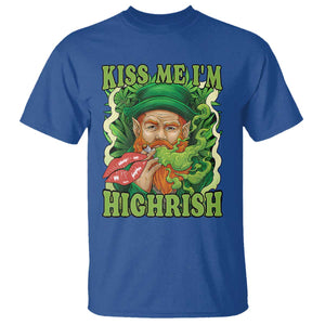 Funny St Patrick's Day Cannabis Weed T Shirt Kiss Me I'm Highrish Leprechaun TS11 Royal Blue Print Your Wear