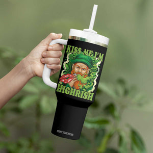 Funny St Patrick's Day Cannabis Weed Tumbler With Handle Kiss Me I'm Highrish Leprechaun TS11 Print Your Wear