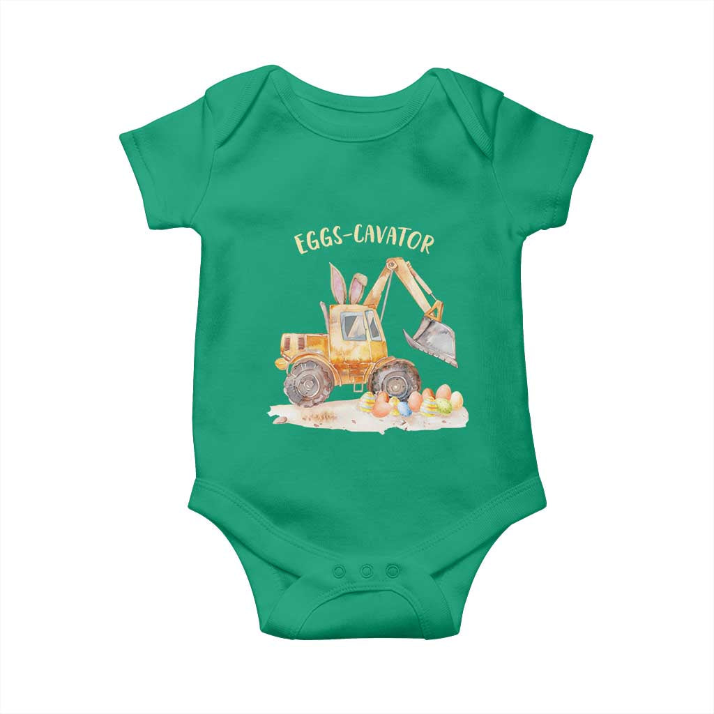 Funny Easter Day Excavator Baby Onesie Eggs-Cavator Bunny Construction Trucks TS11 Irish Green Print Your Wear
