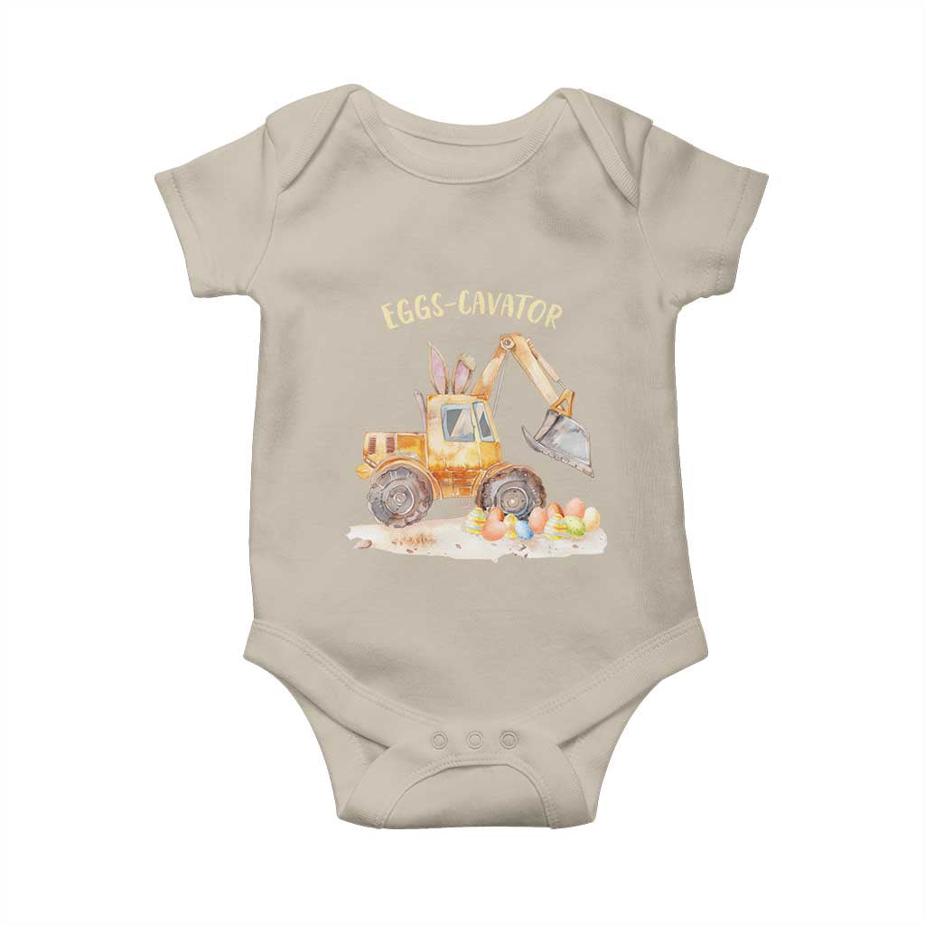 Funny Easter Day Excavator Baby Onesie Eggs-Cavator Bunny Construction Trucks TS11 Sand Print Your Wear