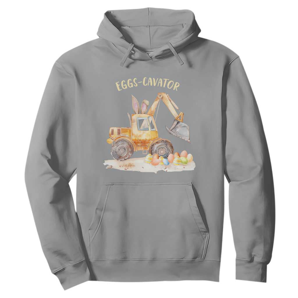 Funny Easter Day Excavator Hoodie Eggs-Cavator Bunny Construction Trucks TS11 Sport Gray Print Your Wear