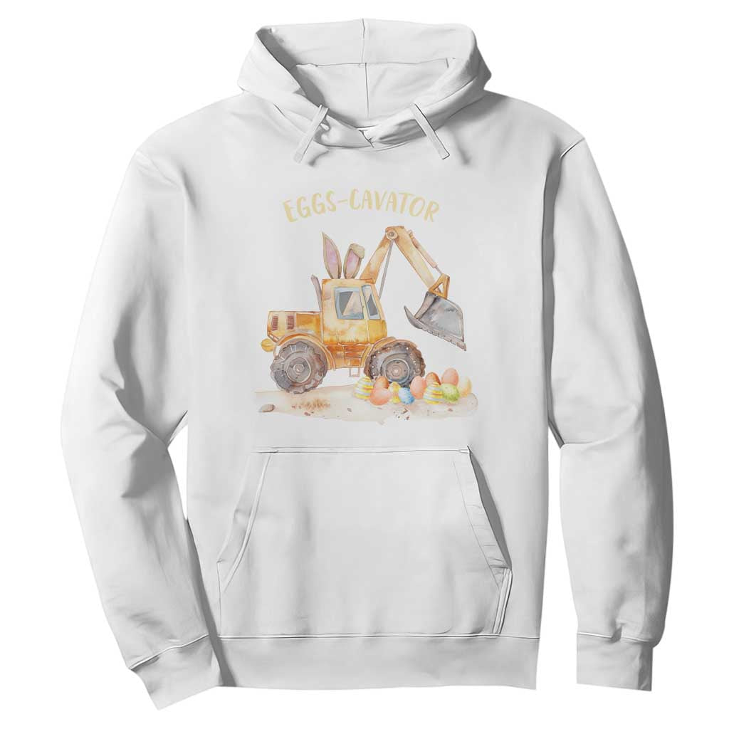 Funny Easter Day Excavator Hoodie Eggs-Cavator Bunny Construction Trucks TS11 White Print Your Wear