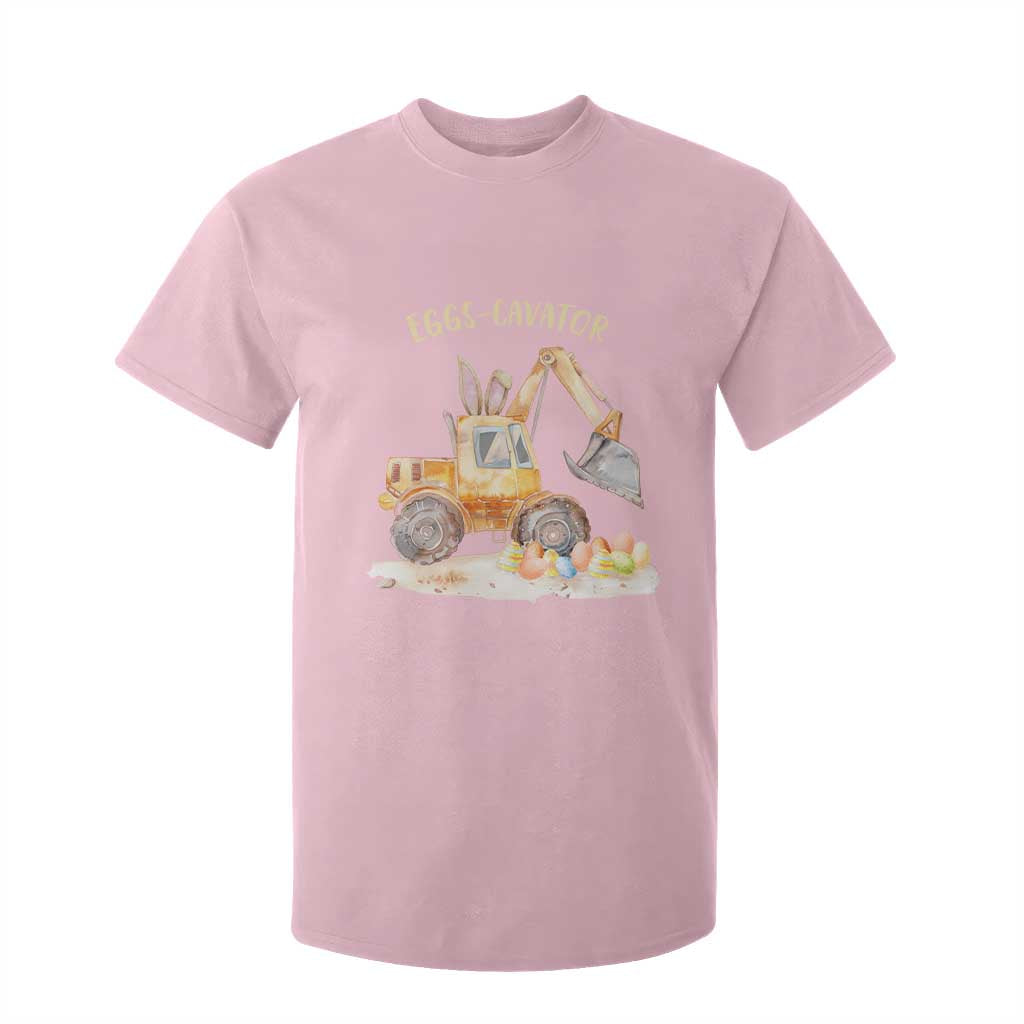 Funny Easter Day Excavator T Shirt For Kid Eggs-Cavator Bunny Construction Trucks TS11 Light Pink Print Your Wear
