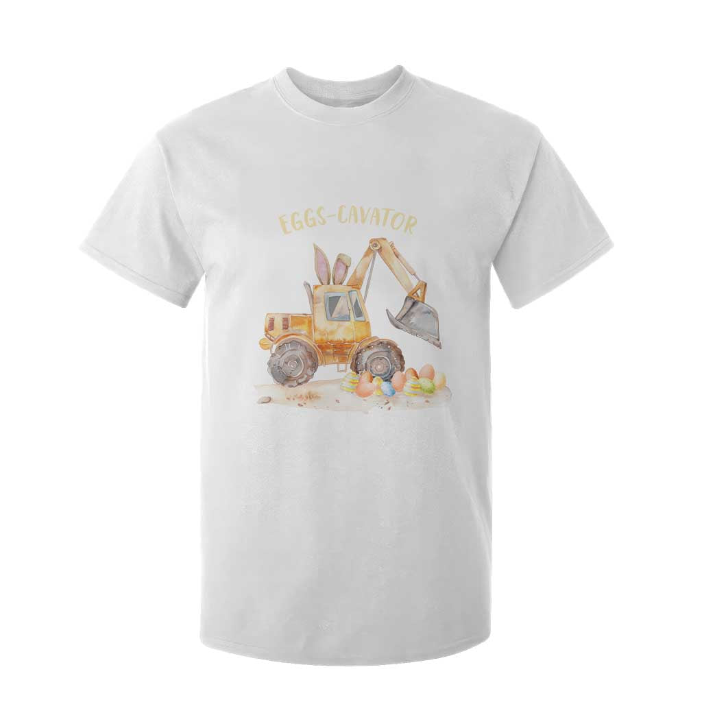 Funny Easter Day Excavator T Shirt For Kid Eggs-Cavator Bunny Construction Trucks TS11 White Print Your Wear