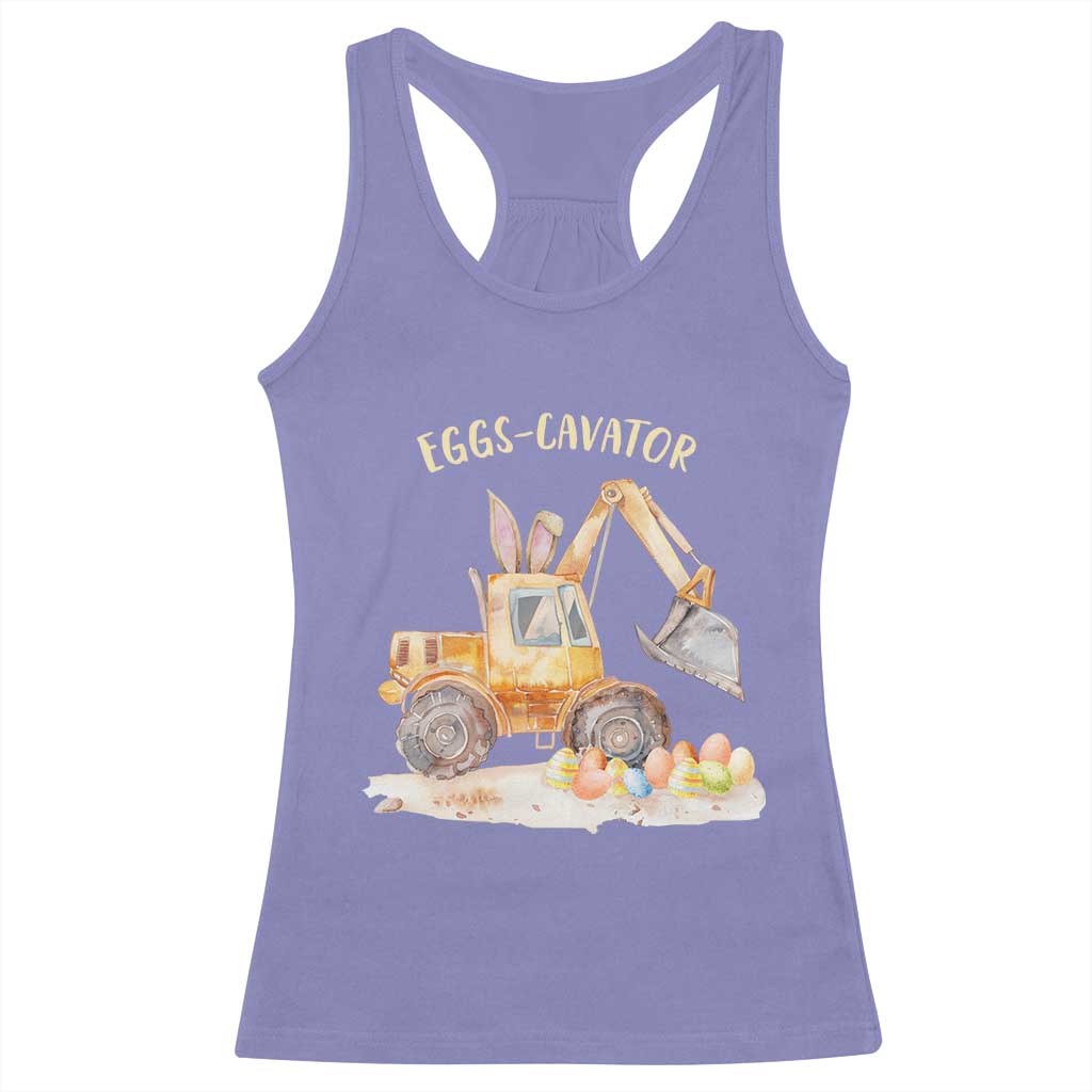 Funny Easter Day Excavator Racerback Tank Top Eggs-Cavator Bunny Construction Trucks TS11 Violet Print Your Wear