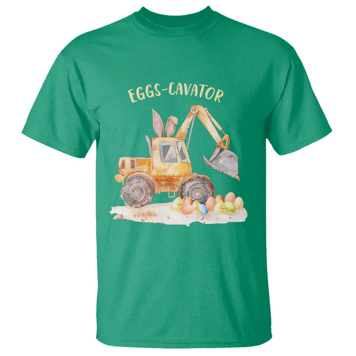 Funny Easter Day Excavator T Shirt Eggs-Cavator Bunny Construction Trucks TS11 Irish Green Print Your Wear