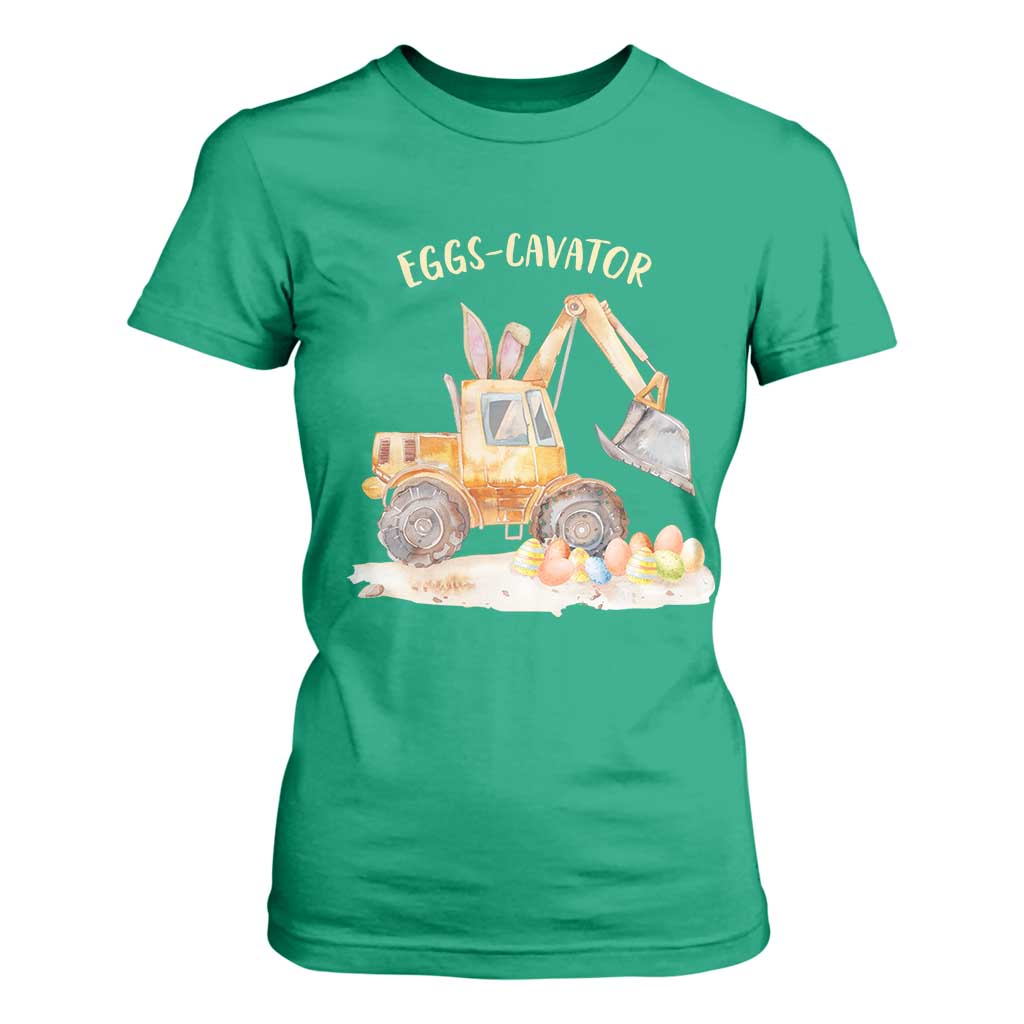 Funny Easter Day Excavator T Shirt For Women Eggs-Cavator Bunny Construction Trucks TS11 Irish Green Print Your Wear