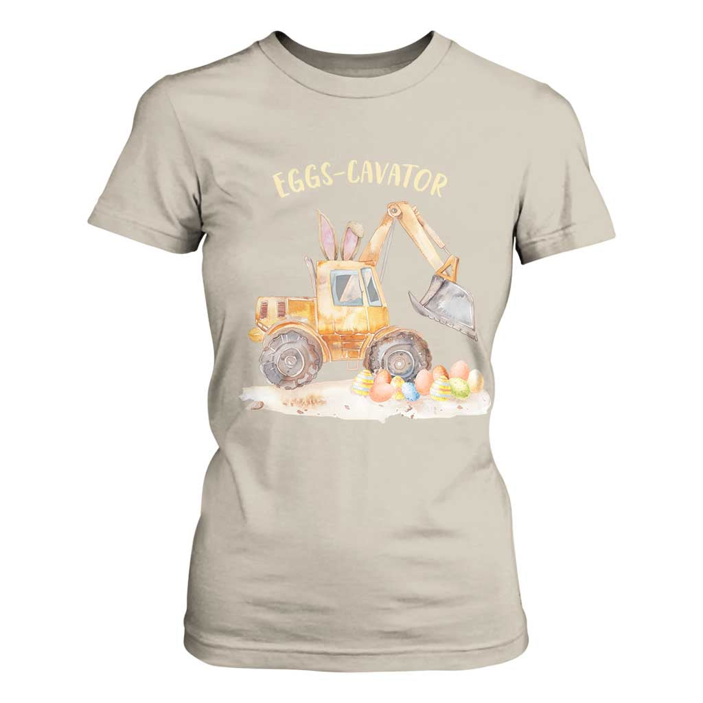 Funny Easter Day Excavator T Shirt For Women Eggs-Cavator Bunny Construction Trucks TS11 Sand Print Your Wear