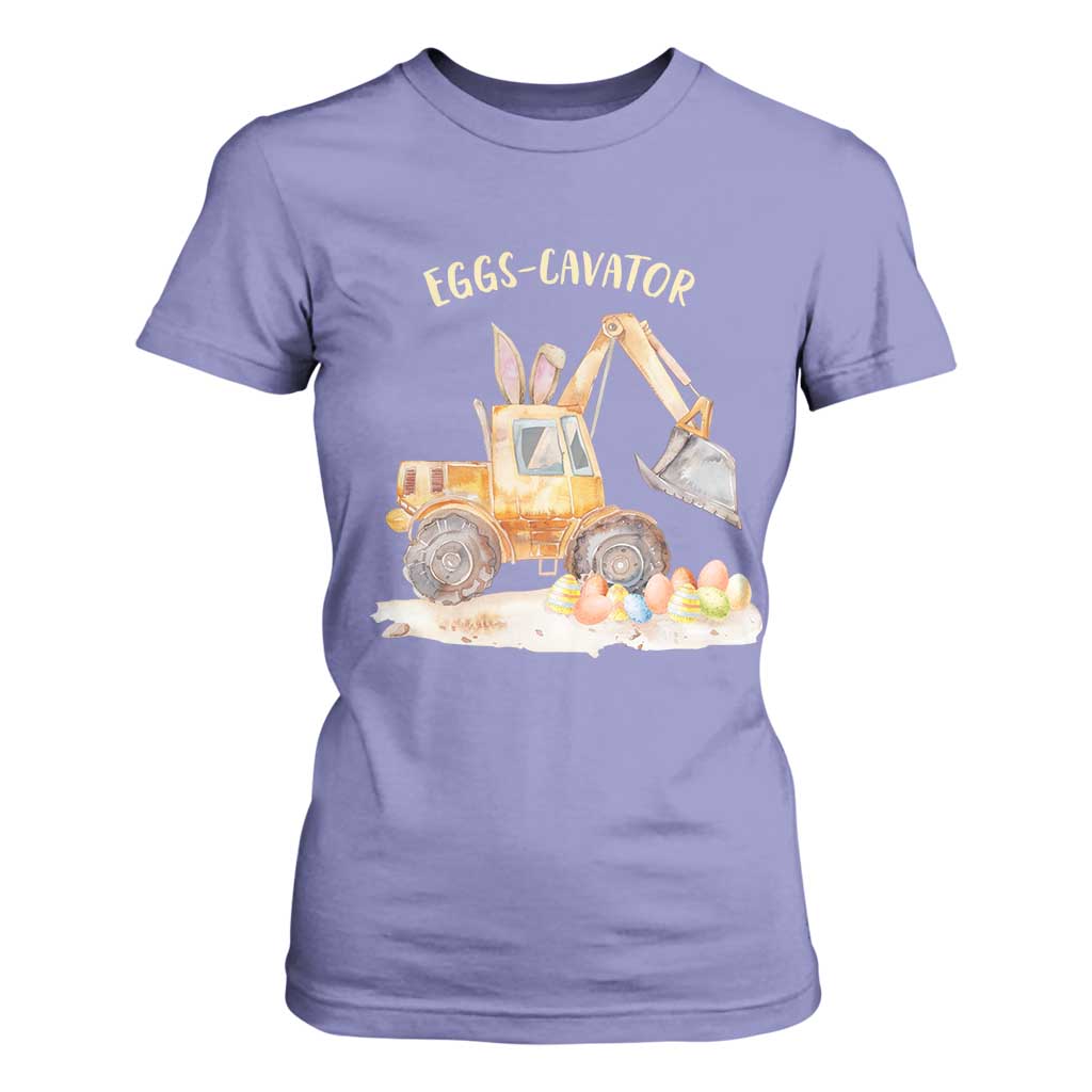 Funny Easter Day Excavator T Shirt For Women Eggs-Cavator Bunny Construction Trucks TS11 Violet Print Your Wear