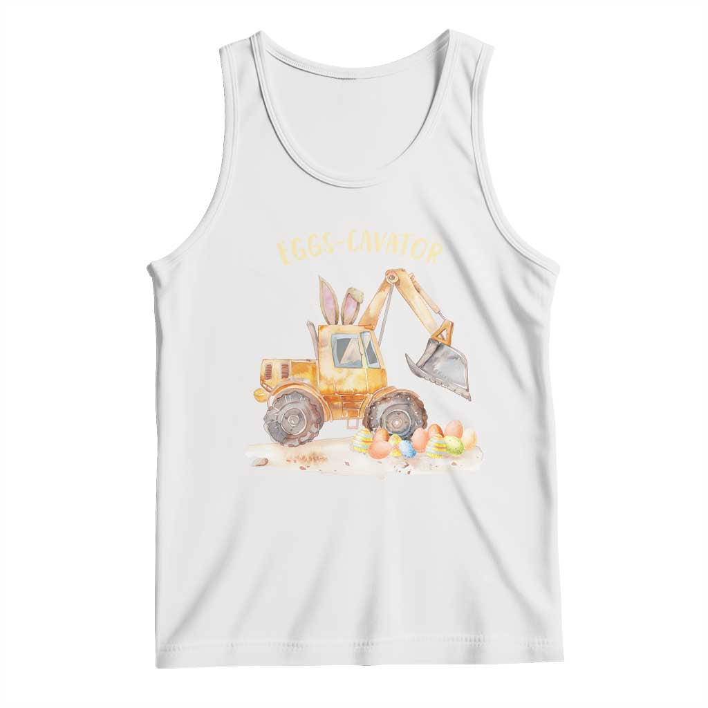 Funny Easter Day Excavator Tank Top Eggs-Cavator Bunny Construction Trucks TS11 White Print Your Wear