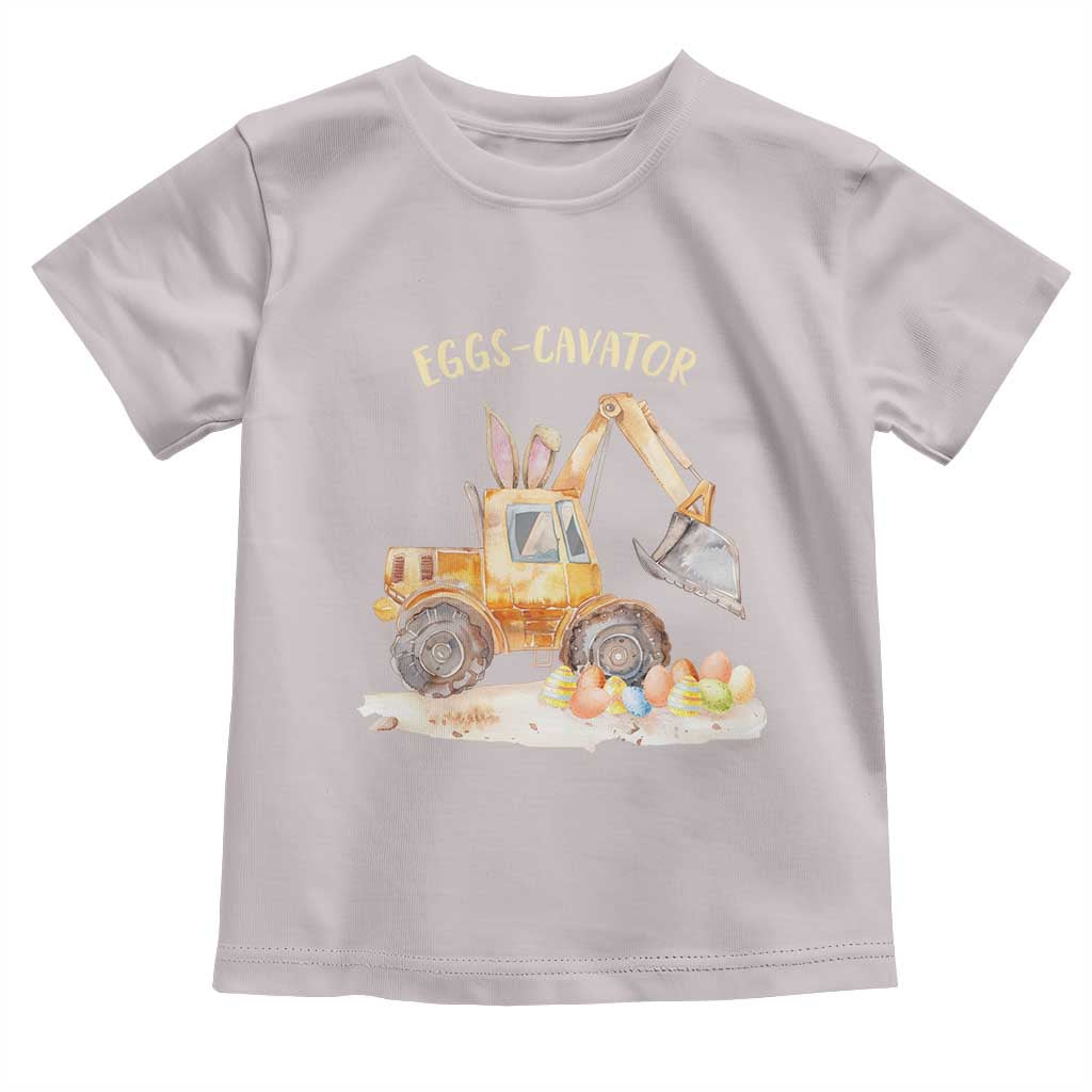 Funny Easter Day Excavator Toddler T Shirt Eggs-Cavator Bunny Construction Trucks TS11 Ice Gray Print Your Wear