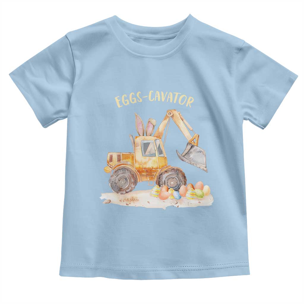 Funny Easter Day Excavator Toddler T Shirt Eggs-Cavator Bunny Construction Trucks TS11 Light Blue Print Your Wear