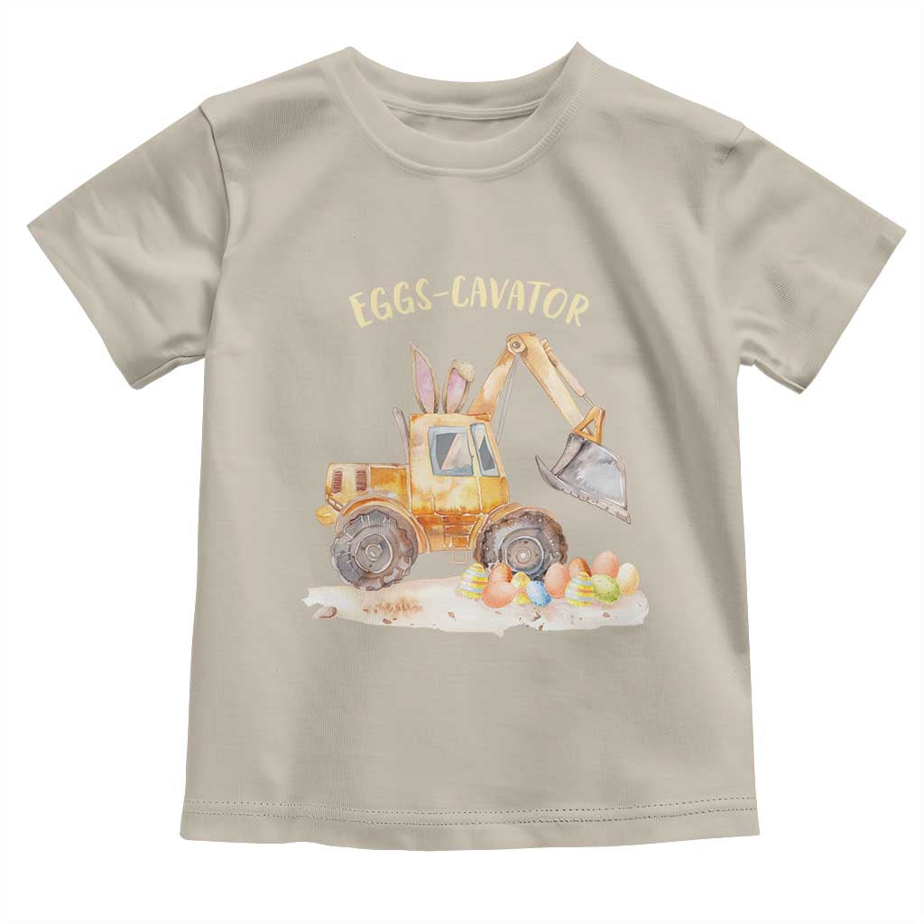 Funny Easter Day Excavator Toddler T Shirt Eggs-Cavator Bunny Construction Trucks TS11 Sand Print Your Wear