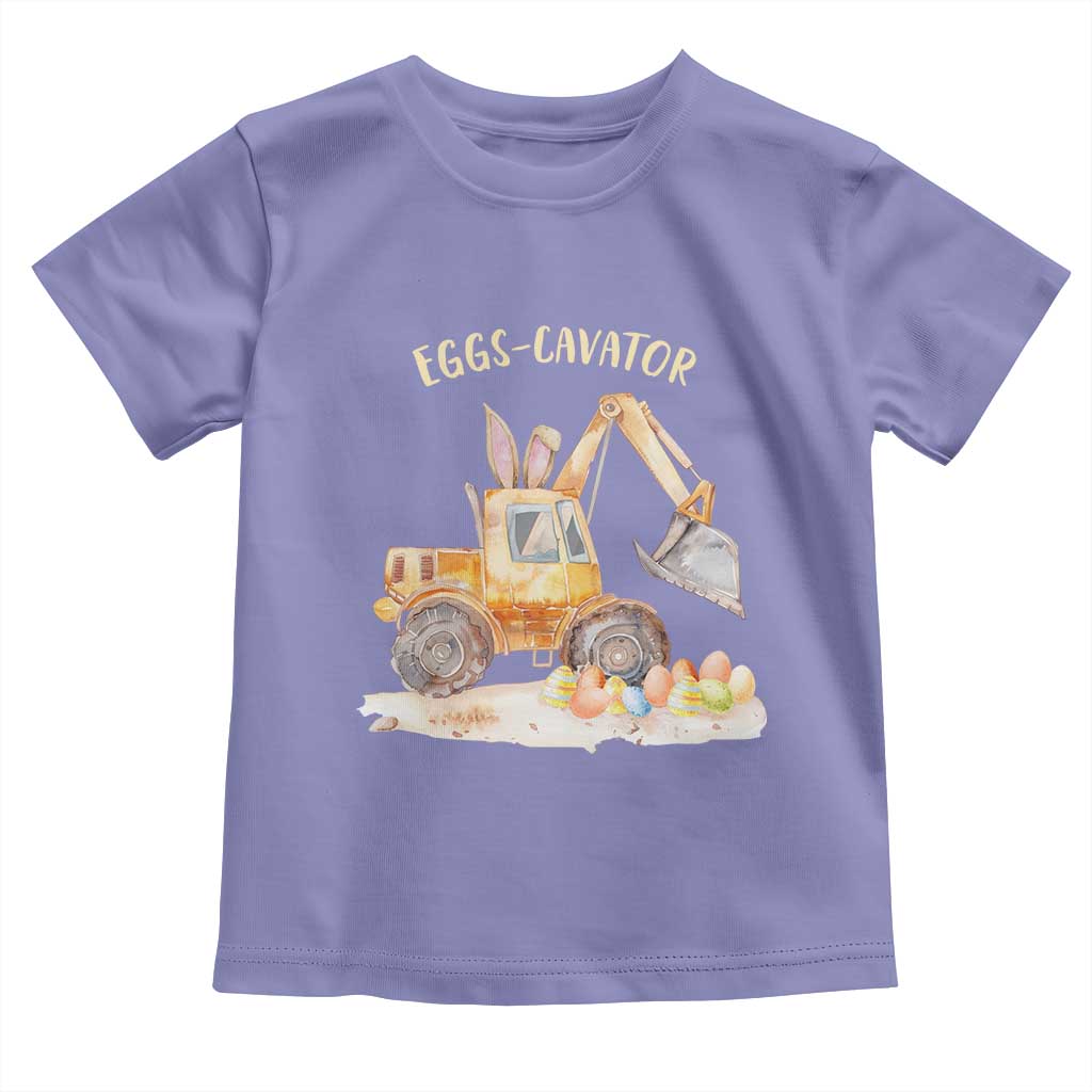 Funny Easter Day Excavator Toddler T Shirt Eggs-Cavator Bunny Construction Trucks TS11 Violet Print Your Wear