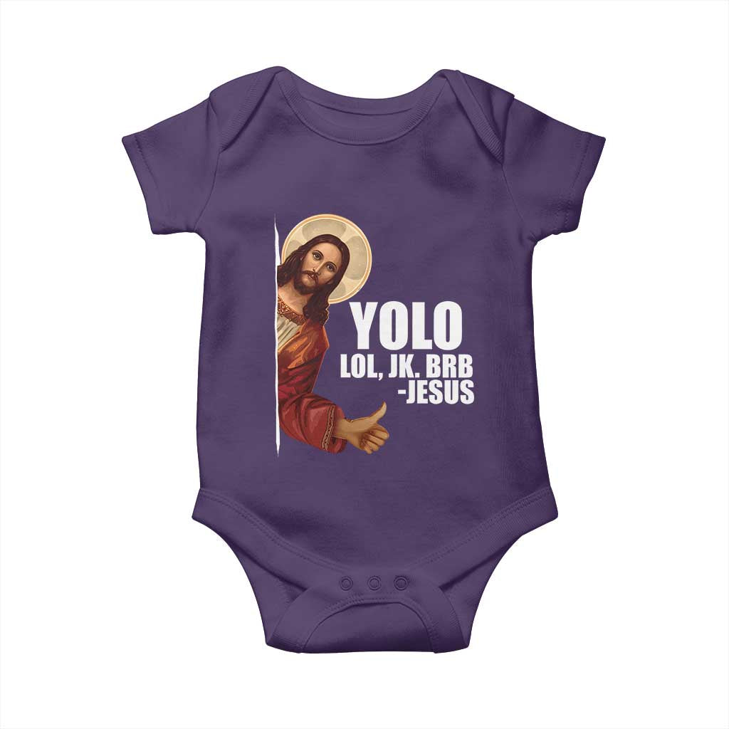 Funny Resurrection Christians Easter Day Baby Onesie YOLO LOL JK BRB Jesus TS11 Purple Print Your Wear