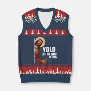 Funny Resurrection Christians Easter Day V-Neck Knit Sweater Vest YOLO LOL JK BRB Jesus TS11 Navy Red Print Your Wear