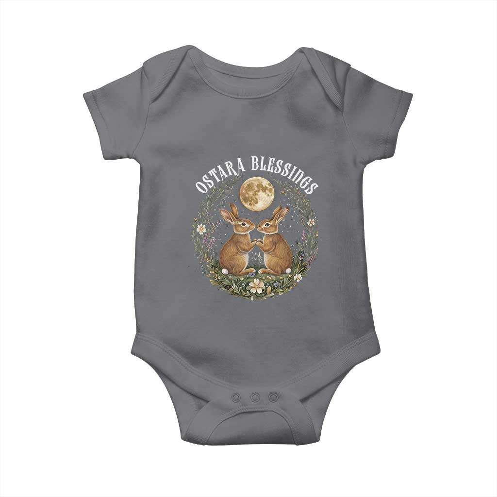 Ostara Blessing Pagan Eostre Easter Day Baby Onesie Spring Moon Rabbit Spring Equinox Festival TS11 Charcoal Print Your Wear