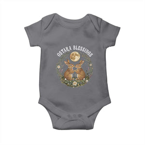 Ostara Blessing Pagan Eostre Easter Day Baby Onesie Spring Moon Rabbit Spring Equinox Festival TS11 Charcoal Print Your Wear